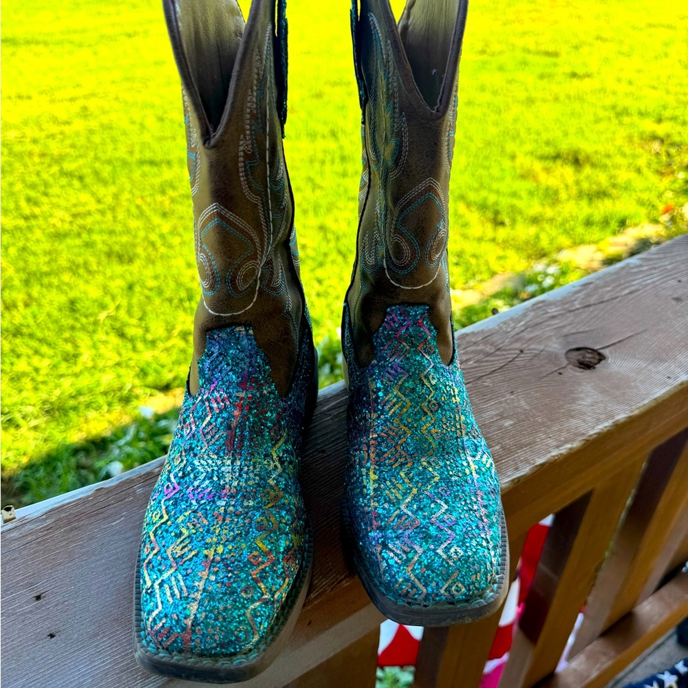 Roper Blue Glitter Cowgirl Boots - Size 2